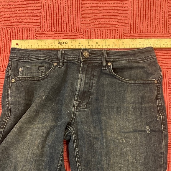 Buffalo mens W32L30 dark blue slim Straight Leg stretch Jeans distressed - Picture 4 of 16